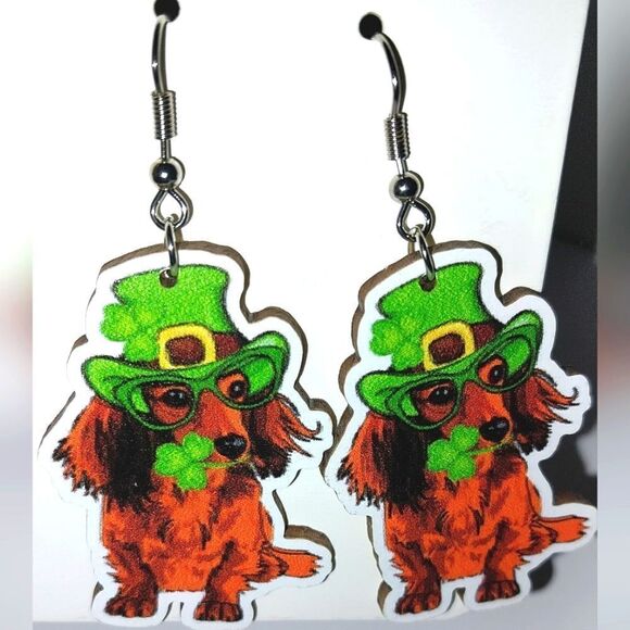 Super cute St Patrick's lucky green earrings - Picture 5 of 6